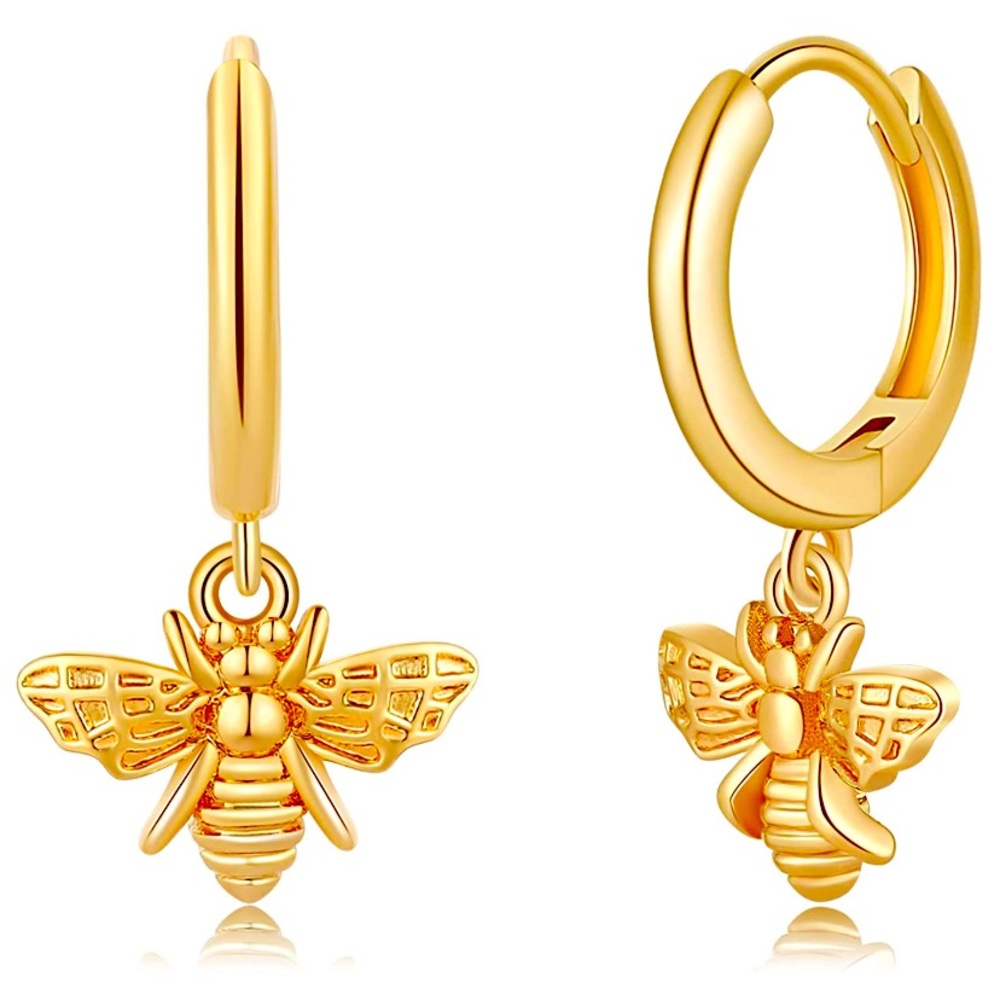 🍯14K Gold Plated Honey Bee Huggie Hoop Earrings